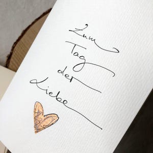 Valentinstagkarte original handgemalte Karte zum Valentinstag in Aquarell Herz und Lettering mit Kuvert edel und hochwertig kein Druck