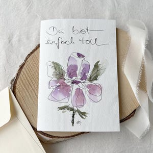 ORIGINAL handgemalte Aquarellkarte für verschiedene Anlässe Geschenk Geburtstagskarte Blumenserie 2025 Unikat edel & hochwertig kein Druck