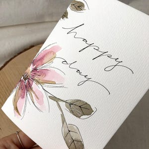 Geburtstagskarte original handgemalt in Aquarell Glückwunschkarte zum Geburtstag Geschenk Blumen mit Kuvert edel und hochwertig, kein Druck