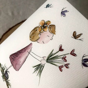 Original handgemalte Geburtstagskarte, Aquarell, Herzlichen Glückwunsch, mit Kuvert, edel und hochwertig, kein Druck