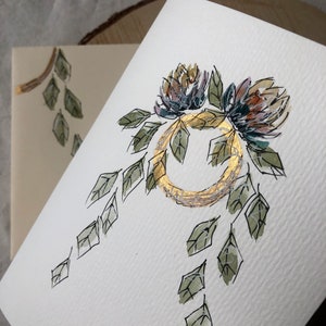 Original handgemalte Hochzeitskarte in Aquarell, Hochzeitseinladung, Zur Hochzeit, Jede ein Unikat, edel & hochwertig, Faltkarte, kein Druck