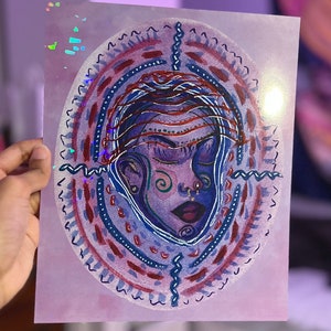 In Tune ~ Art Print ~ Printed on Glossy Cardstock, Cracked Holographic Finish