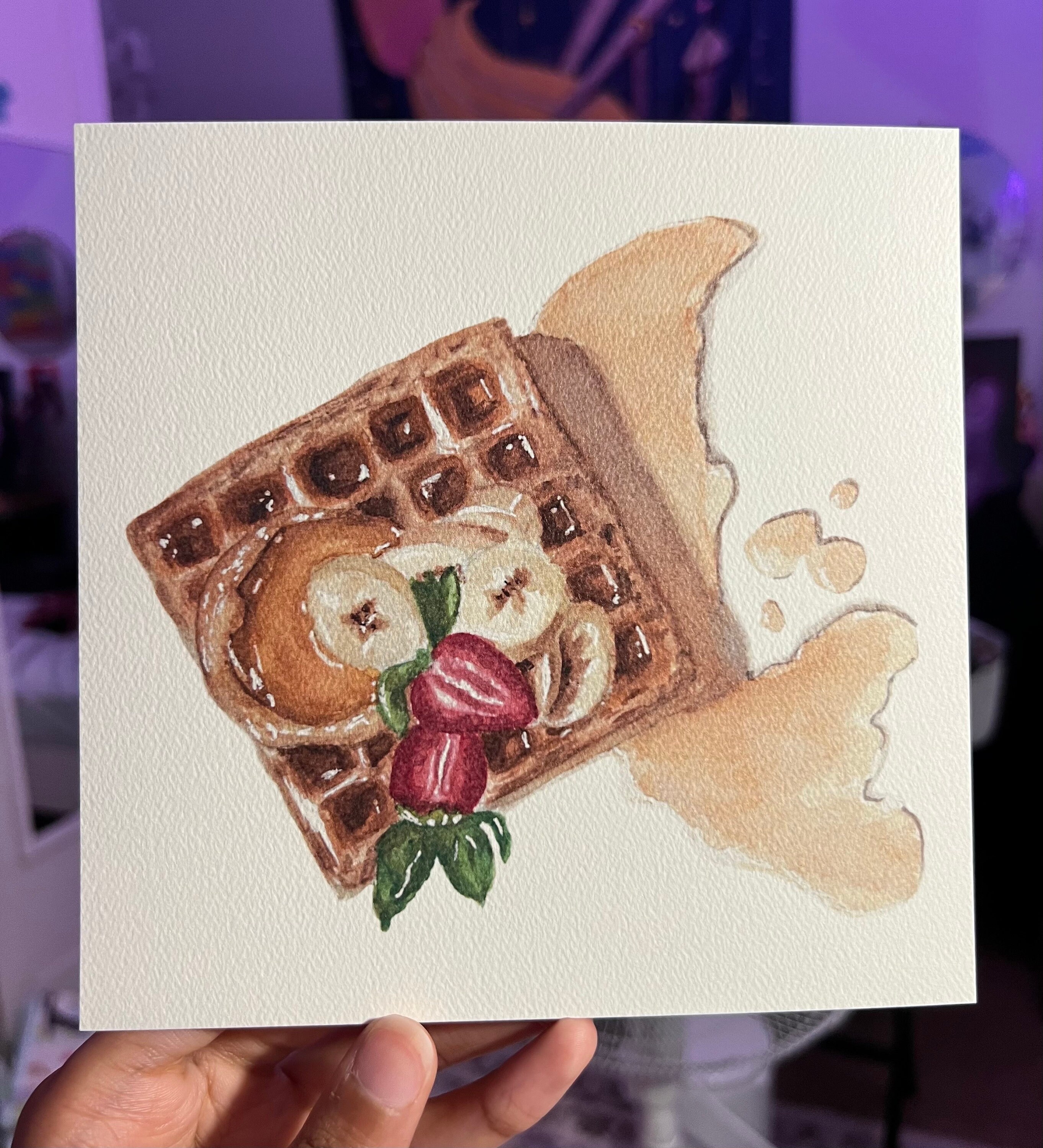 Waffle Breakfast ~ Art Print ~ Heavy Watercolor Paper