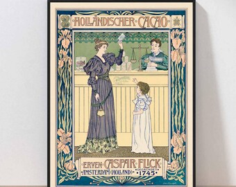 Hot Cocao Bar Poster Print Wall Art Höllandischer 1897 Johann Georg van Caspel Kitchen Dining Room Decor MAILED or INSTANT DOWNLOAD POST204
