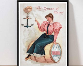 Vintage Kitchen Dining Room Baking Cafe Restaurant Poster Wall Art Print Flour Advertisement Card MAILED Print or INSTANT DOWNLOAD POST116
