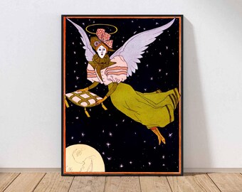 Fairy Print Wall Art Child Room Girl Boy Bedroom Playroom Home Decor Vintage Painting Poster MAILED or Digital DOWNLOAD POST68