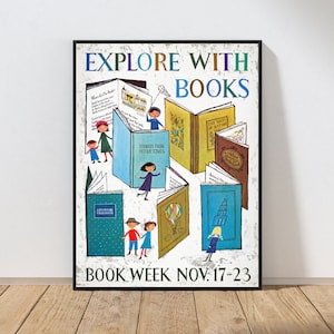 Reading Book Lover Vintage Poster Wall Art Print Retro Office Library Child Room Playroom Classroom MAILED Print or INSTANT DOWNLOAD POST24