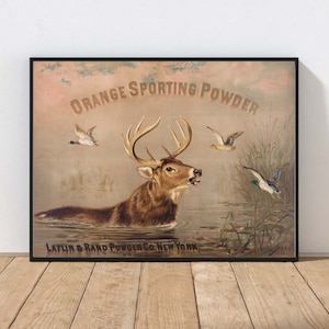 Vintage Moose Deer Elk Hunting Poster Wall Art Ducks Lake Rustic Farmhouse Lake House Cabin Decor MAILED Print or INSTANT DOWNLOAD POST8