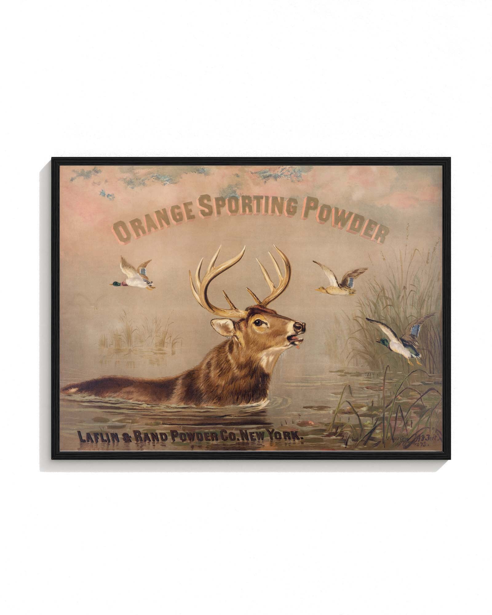 Vintage Moose Deer Elk Hunting Poster Wall Art Ducks Lake Rustic ...