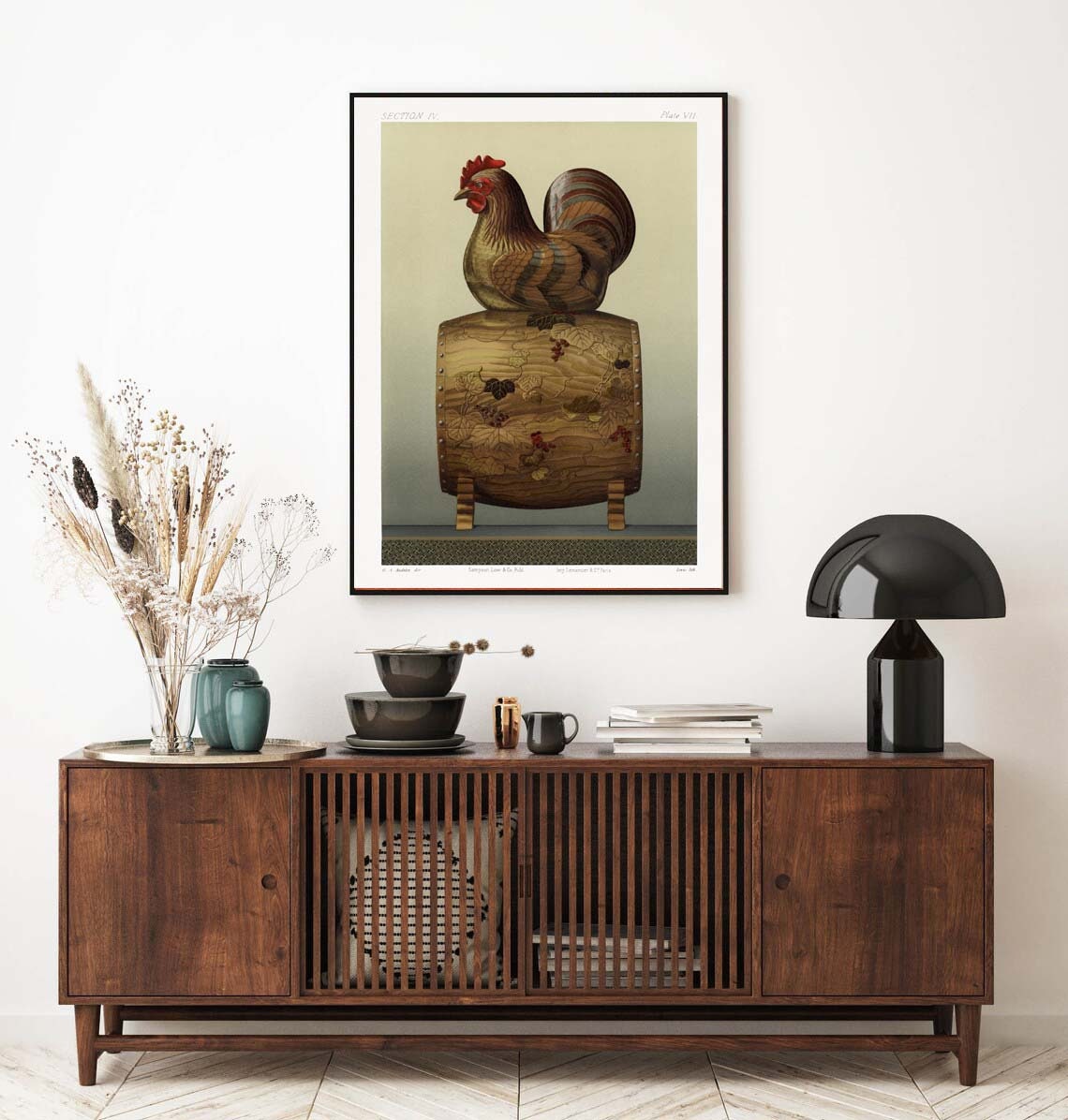 Old Roster Poster Antique French Wine Barrel Rooster Poster Print Wall Art Farmhouse ...