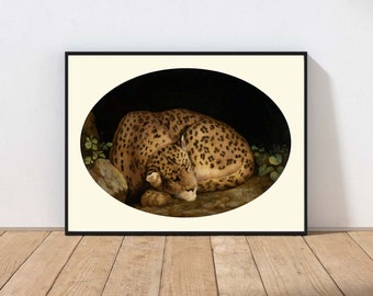 Vintage Leopard Print Wall Art Painting Rare Antique Jungle Animal Bedroom Living Room Home Decor MAILED Print or INSTANT DOWNLOAD ANMR106