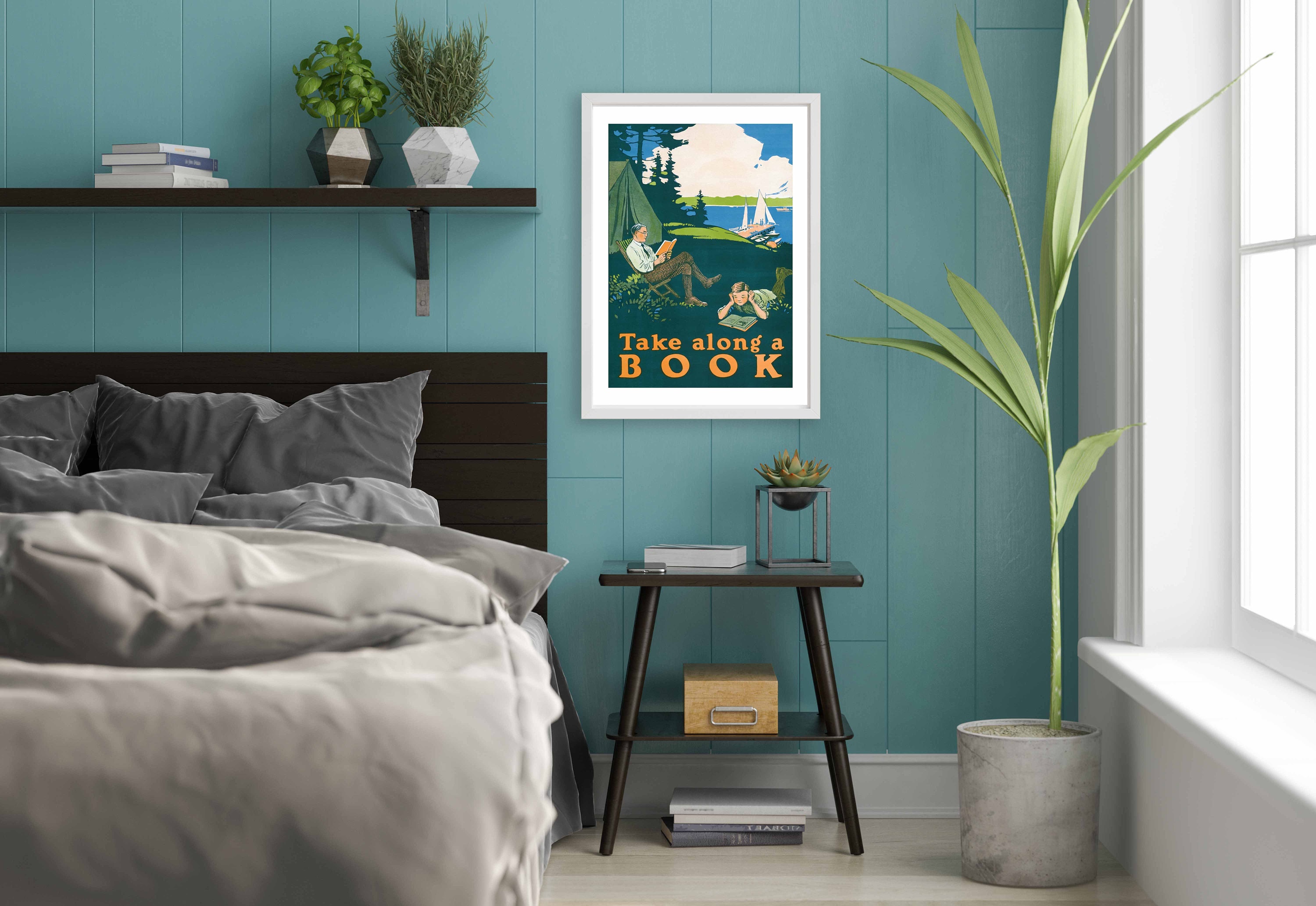 Reading Book Poster Wall Art Print Vintage Book Lover Office Library ...