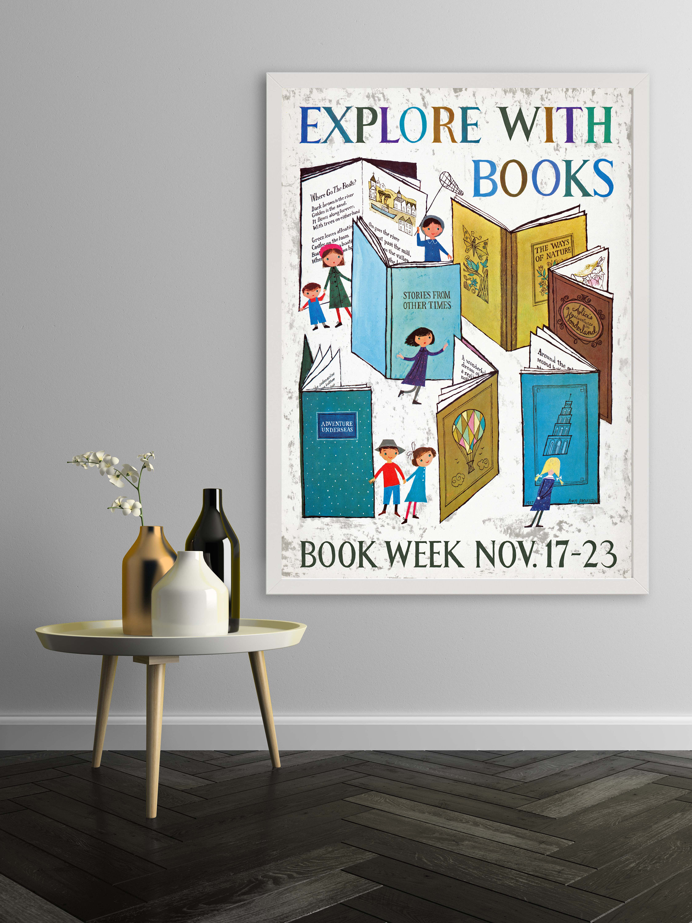 Reading Book Lover Vintage Poster Wall Art Print Retro Office Library ...