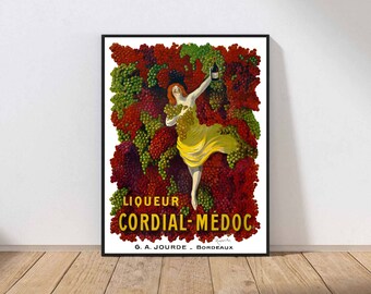French Liquor Poster Antique Vintage Wall Art Nouveau Art Deco Grapes Dining Room Bar Home Decor PHYSICAL Print or INSTANT DOWNLOAD POST39