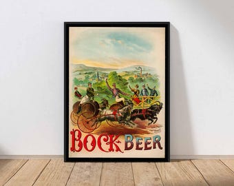 Bock Beer Vintage Poster Wall Art Bar Kitchen Cafe Restaurant Beautiful Antique Home Decor Gift PHYSICAL Print or INSTANT DOWNLOAD POST92
