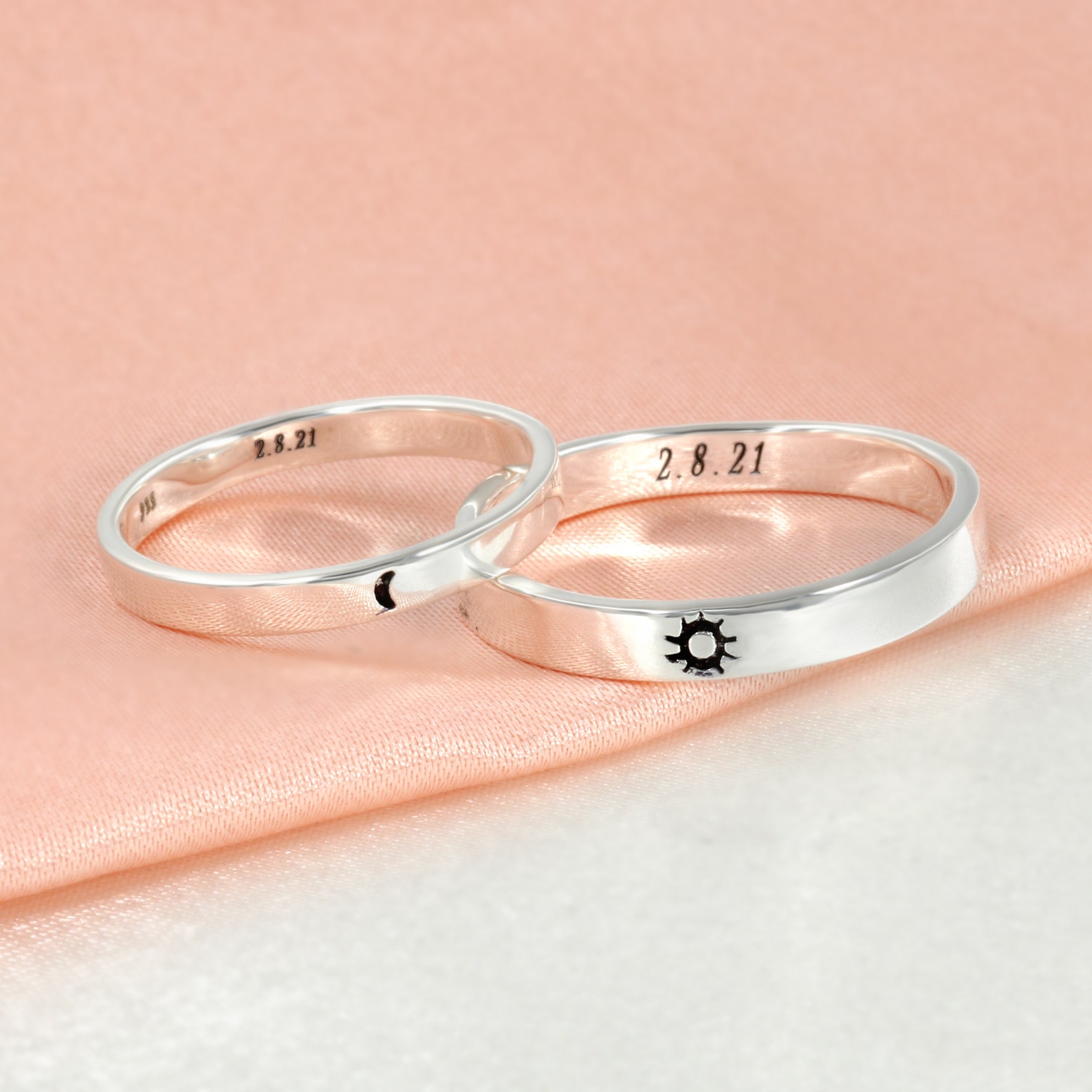 Passende Ringe für beste Freundin Silber Sonne und Mond Paar Etsy