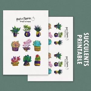 Succulent Stickers | Printable Stickers | Digital Stickers | Bullet Journal |