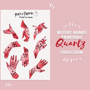 PRINTABLE STICKERS - Quartz Witchy Hands Collection - Mystic Stickers - Bullet Journal - Bujo