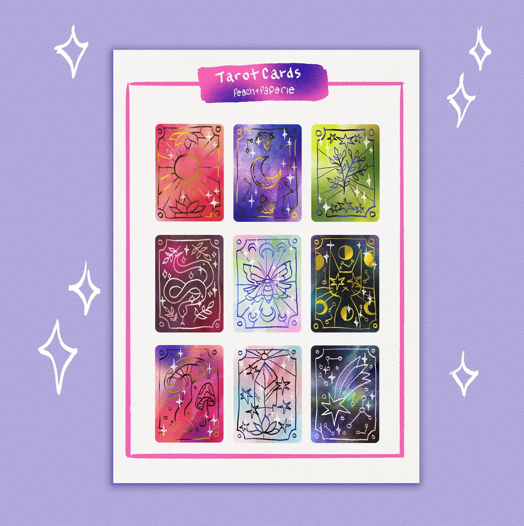PRINTABLE Tarot Card Sticker Sheet for Bullet Journals, Scrapbooks and ...