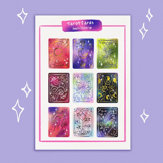 PRINTABLE Tarot Card sticker sheet | For bullet journals, scrapbooks and decoration