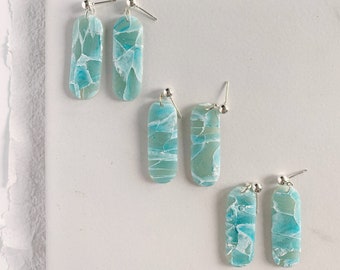Royalty Halmarked Princess Magnificent Ocean Blue Natural Blue Jade Dangle Drop Earrings