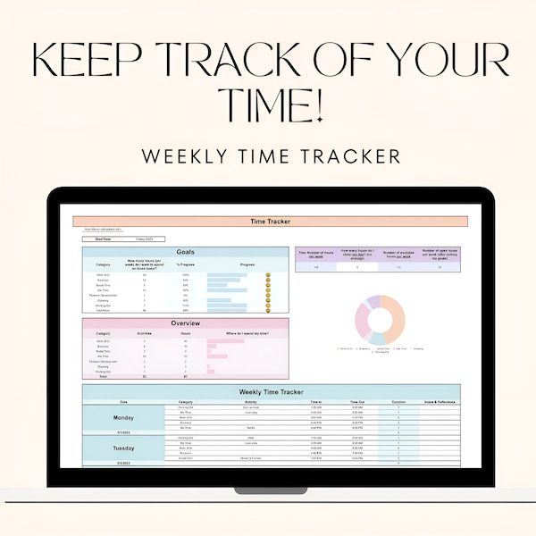 Weekly Time Planner Spreadsheet 2.0 | Google Sheets | Planner Spreadsheet | Task List Template | Productivity Planner | Digital Trackers