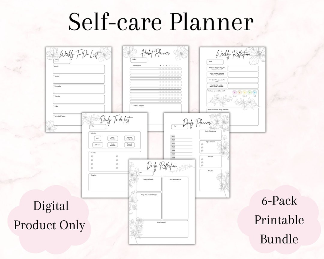 Self-care Planner Printable Mental Health and Wellness Journal Daily ...