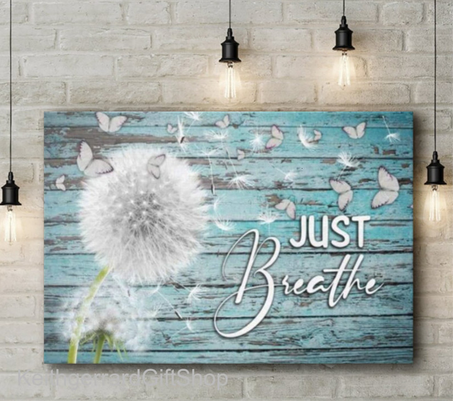 Just Breathe Canvas Wall Art Dandelion Butterfly Canvas Teal Etsy