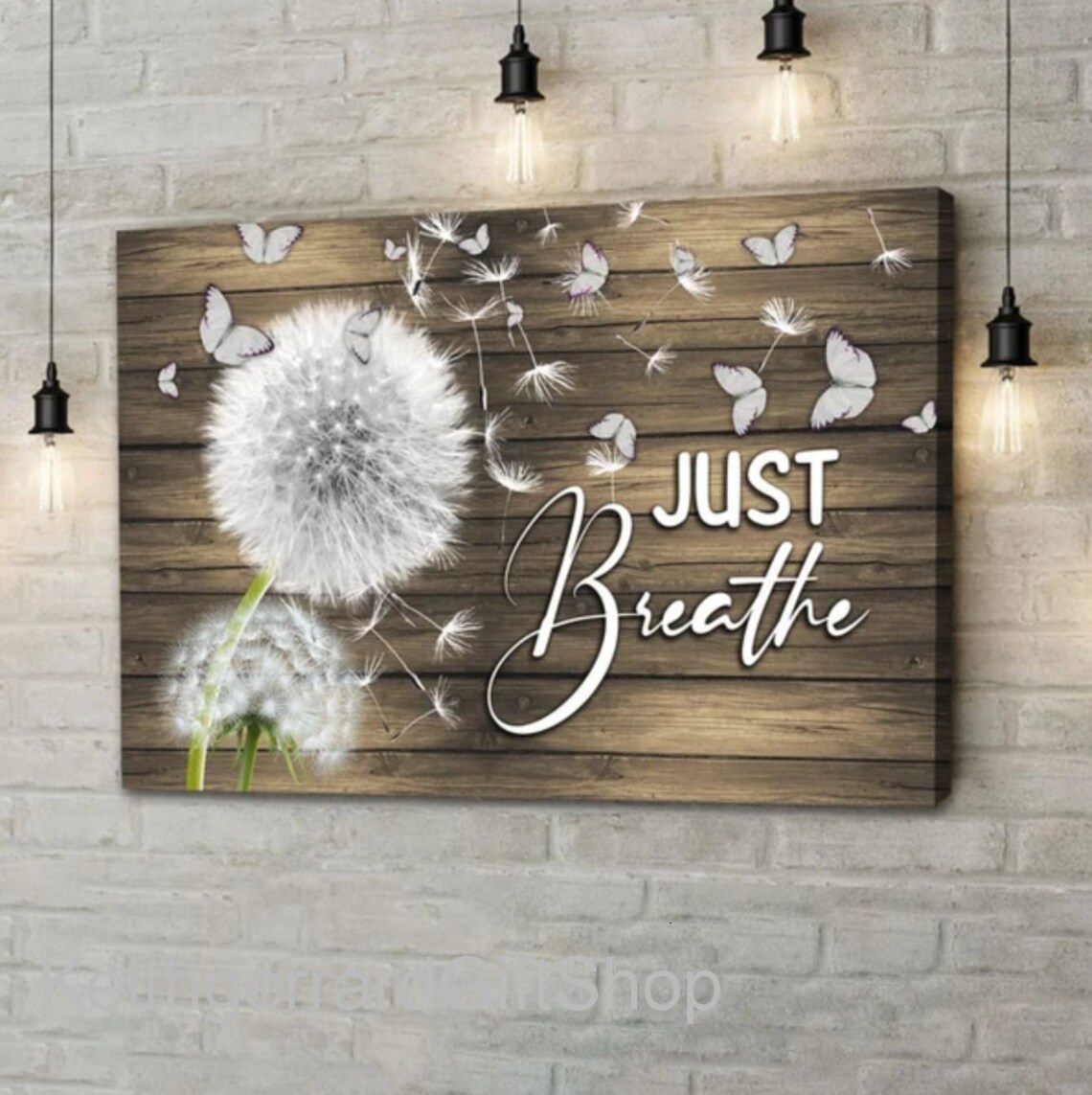 Just Breathe Canvas Wall Art Dandelion and Butterflies Etsy