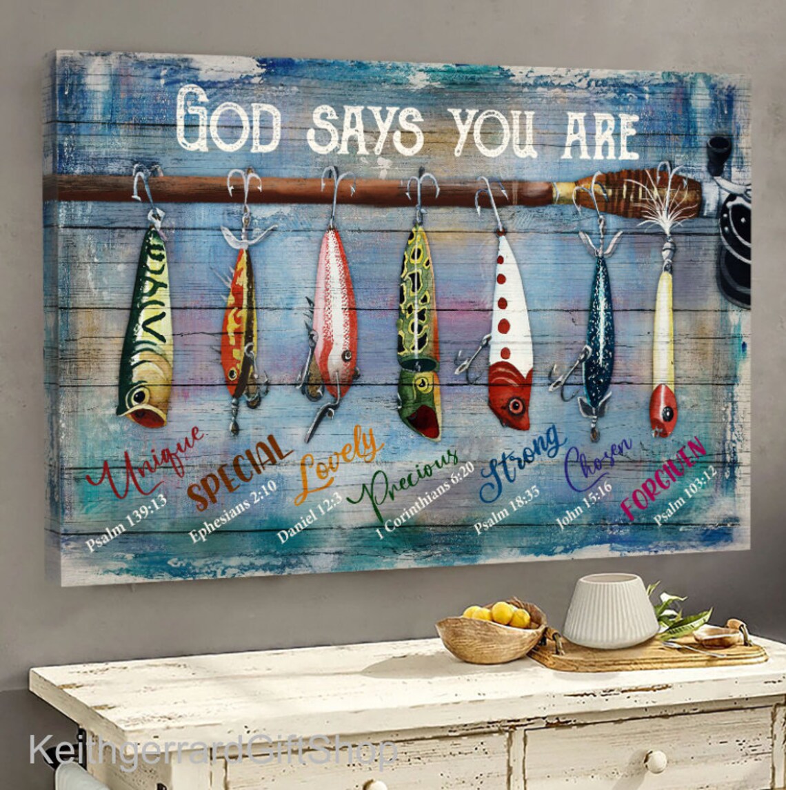 God Says You Are Fishing Vintage Retro Canvas Bible Quotes | Etsy