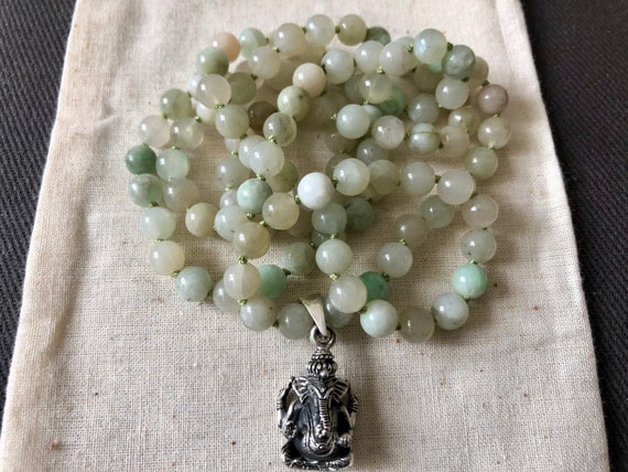 Hand knotted Labradorite Ganesh Mala Hand knotted Labradorite Ganesh Mala