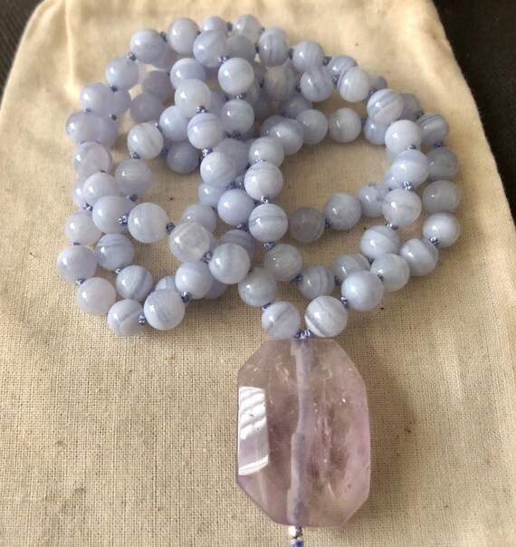Blue lace agate mala sale