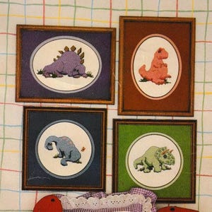 Baby Dinosaurs cross stitch patterns - four vintage dinosaur patterns - pattern keeper compatible