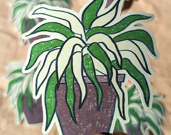 Spider plant sticker | Handmade vinyl sticker