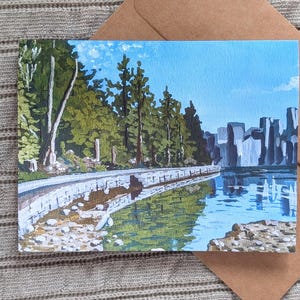 Art de paysage de digue de Vancouver | Carte de correspondance A6 vierge avec enveloppe