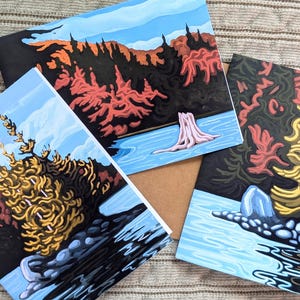 Jeu de cartes d'art Parc Algonquin en automne | lot de 3 cartes de correspondance vierges A6 avec enveloppes