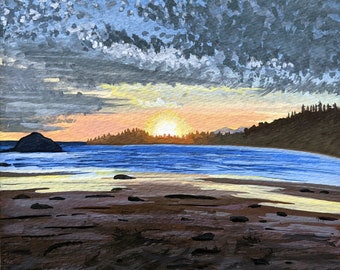 Florencia Beach Sunset, Ucluelet, BC | Landscape Painting Art Print