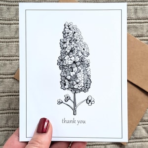 de remerciements aux hortensias | Carte de correspondance A6 vierge avec enveloppe