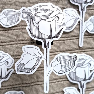 Rose sticker | handmade floral art sticker