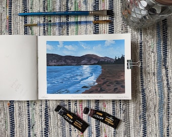 Skaha Lake (Penticton, British Columbia) | Original 5x7" Gouache Landscape Painting on Watercolor Paper