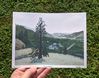 Ponderosa Above Penticton | Original 6x8" Gouache Landscape Painting on Watercolor Paper