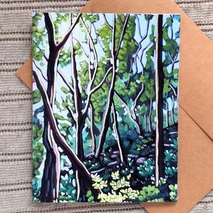 Art de paysage de forêt de l'île de Vancouver | Carte de correspondance A6 vierge avec enveloppe