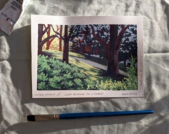 Clark Park (Vancouver, British Columbia) | Original 5x7" Gouache Landscape Painting on Watercolor Paper