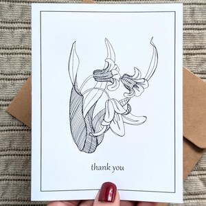 de remerciement de lys | Carte de correspondance A6 vierge avec enveloppe