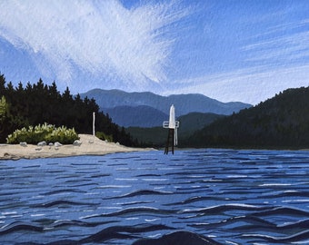 Cates Park Lighthouse , Deep Cove, BC | Gouache Landscape Art Print