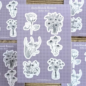 Flowers Sticker Sheet | vinyl stickers for planner, journal, sketchbook