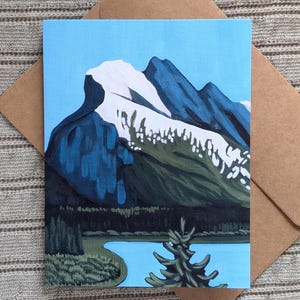 Mount Rundle, carte d'art de paysage de l'Alberta | Carte de correspondance A6 vierge avec enveloppe