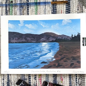 Skaha Lake | Penticton, British Columbia | Original 5x7&quot; gouache landscape painting on watercolor paper