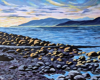 Golden Hour on Kitsilano Beach, Vancouver BC | Landscape Art Print