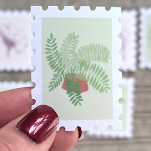 Lot d'autocollants pour timbres-poste plantes | lot de 8 stickers pour journal, agenda, album